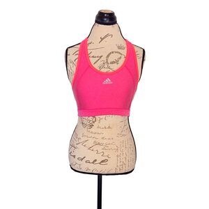 Adidas Womens Sports Bra Top Sz Large Crop Techfit Pink  Stretch Activewear Yoga